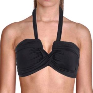 - Leilani Black Lux Bandeau V-Wire Convertible Bikini Top SZ 14! NEW!